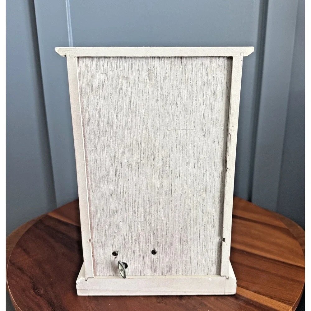 White Musical Jewelry Box with Pink Velvet Lining Mirror‎ Hooks Wood Velvet